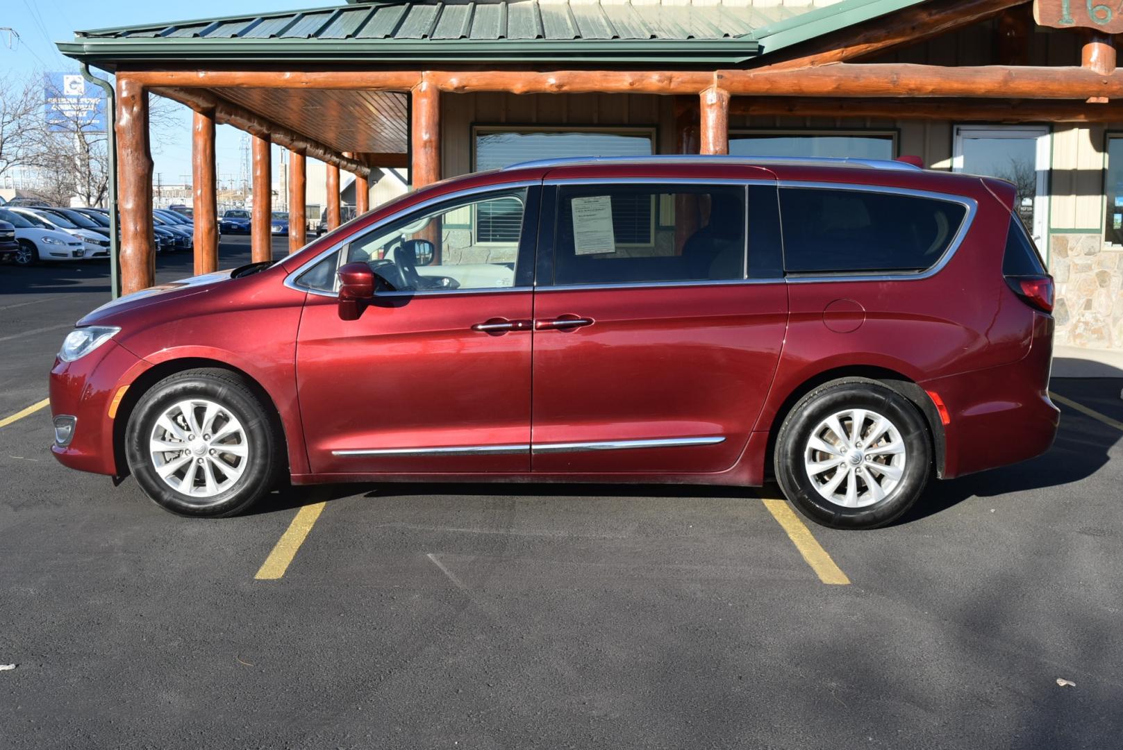 2018 Maroon /Black Chrysler Pacifica touring L (2C4RC1BG9JR) with an 3.6L V-6 24 Valve VVT UPG I W/ESS engine, 9-Speed Automatic transmission, located at 1600 E Hwy 44, Rapid City, SD, 57703, (605) 716-7878, 44.070232, -103.171410 - Photo#3